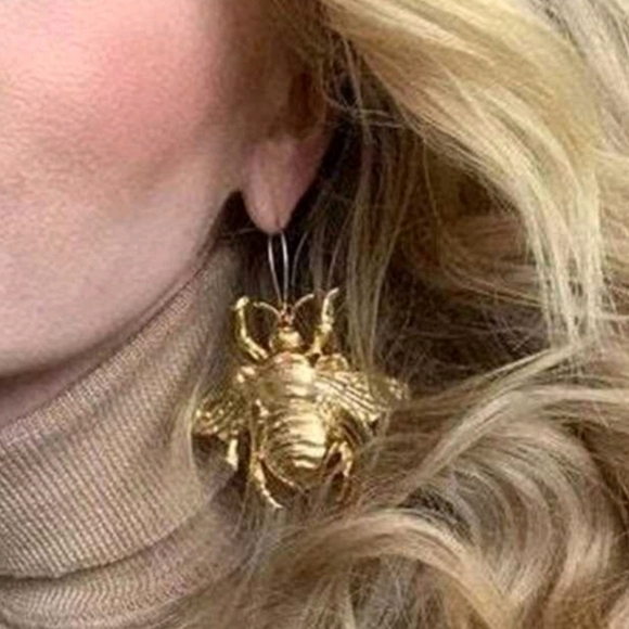 BOSTON PROPER XL BEE STATEMENT EARRINGS 2 - Picture 2 of 4